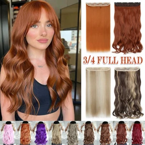 Extensiones de cabello gruesas naturales con clip de una pieza rectas onduladas reales como humanas reales - Imagen 1 de 20