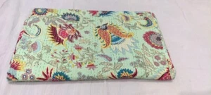 Copriletto Trapuntino Kantha Cotone Queen Size Floreale Blocco Mano Indiano - Foto 1 di 7