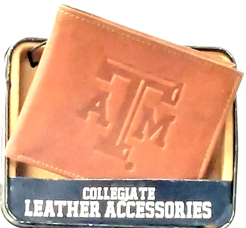 Texas A&M Aggies Genuine Leather Embossed Bi-Fold Wallet New Rico Industries Cover
