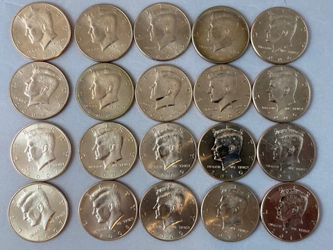 Kennedy Half Dollar roll set  20 NIFC D and P  2002-2012 some toned Cover