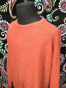 LL Bean Mens Sweater Cotton Crewneck Pullover Fisherman Size XL Orange VTG NWOT - Picture 1 of 5