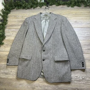 Vintage Sports Coat Size Large 40 R Gray Blazer Wool Jacket Union Made In USA - Picture 1 of 18