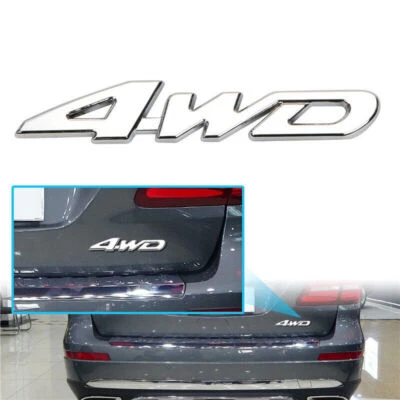 1x 3D 4WD Emblem Badge 4x4 Logo Four Wheel Drive Metal Chrome Fender Car Sticker Foto 1 de 4