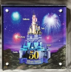 RARE Disney Disney World 50th The Happiest Celebration Lucite Slab Lenticular 3d - Picture 1 of 7