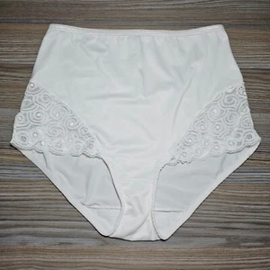 VTG Granny Lace Panty Sissy White Nylon Spandex Brief BALI Size XL/8 Hip 42-45" - Picture 1 of 21