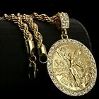 Centenario 50 Pesos Pendant Iced Cubic-zirconia Rope Chain 14k Gold Plated