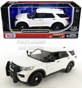 2022 Ford Explorer Police Interceptor SUV Maßstab 1:24 Diecast Modell weiß mit Box - Bild 1 von 17