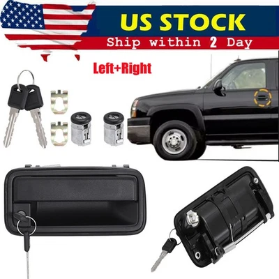 Exterior Door Handle w/ Lock Cylinder For Chevrolet C1500 GMC K1500 95-00 Front Foto 1 de 4