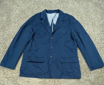 LL Bean Blazer куртка мужчин 44 высокий темно-синий неструктурированный хлопок сафари 3 кнопки - Изображение 1 из 4