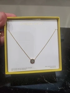 Kendra Scott Riley Gold Tone Necklace - Emerald - New in Box - May Birthstone - Picture 1 of 7