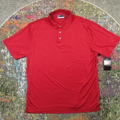 Camisa Polo PGA Tour Para Hombres L Rayas Rojas Manga Corta Golf Chili Pimienta NUEVA NUEVA CON ETIQUETAS Foto 1 de 4
