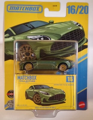Matchbox Collectors #16 2023 Aston Martin DB12 2025 verde con neumáticos True Grip Foto 1 de 4
