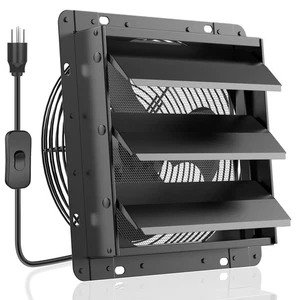 10" Rolladen Abluft Ventilator Gitter Bildschirm 647CFM Schuppen Garage Ventilator Abzug schwarz - Bild 1 von 8
