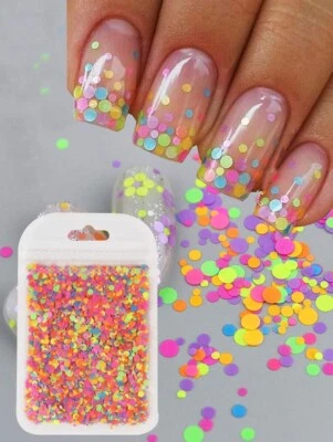 NAILS WORLD Round Nail Art Glitter Sequins – 1 Pack, DIY Manicure Decoration, Colourful