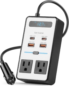 Car Power Inverter, DC 12V to 110V AC Inverter,Car Cigarette Lighter Adapter Pl - Picture 1 of 7