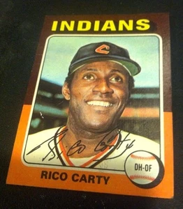 RICO CARTY 1975 Topps MINI ERROR Variation ORANGE ORBS On BACK Card #655 Rare - Picture 1 of 3