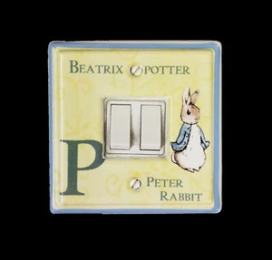 1 x White Porcelain Double Light Switch Peter Rabbit Design - Picture 1 of 1