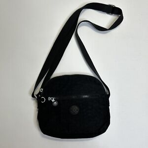 Kipling Keefe Crossbody Shoulder Bag Black Dual Zip And Interior Slip Pocket