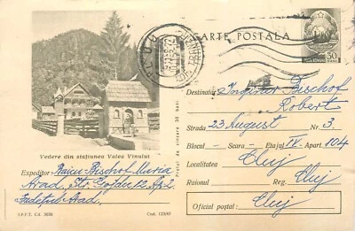 E0041 Romania Valea Vinului postal stationery card Arad - Cluj 1968 - Image 1 of 2