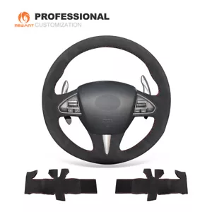 Cubierta de volante de gamuza negra cosida a mano para Infiniti Q50 QX50 2015-2017 - Imagen 1 de 10