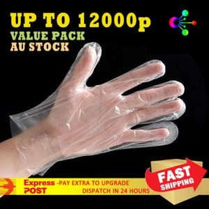 100pcs Disposable Plastic Gloves Transparent Food Handling Hygienic Clear Bulk - Picture 1 of 6