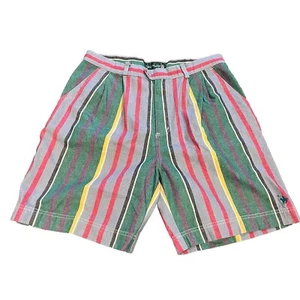 Vintage Knights Of The Round Table Striped Khaki Shorts Men’s Size 34 Color Bloc - Picture 1 of 11