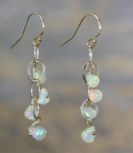 Nadean Designs-Ethiopian Opal Drop Earrings-October Birthstones - Picture 1 of 6
