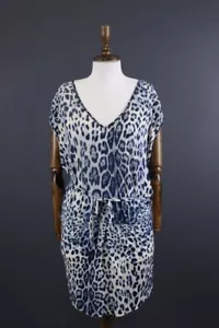 CLASS ROBERTO CAVALLI Leopard Print Belted Short Sleeve Wrap Dress Size L - Picture 1 of 14