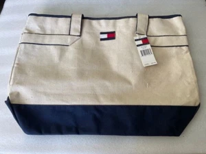 New! - Tommy Hilfiger Large Canvas Beach Bag Tote - Older 2000 model - Picture 1 of 2