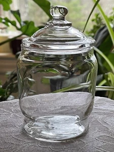 Small 5” Clear Glass Barrel Jar & Lid  - Picture 1 of 6