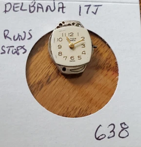 LADIES DELBANA 17J WRIST WATCH MOVEMENT #638 - Picture 1 of 2