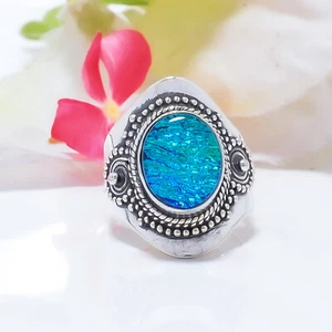 Triplet Fire  Opal Gemstone 925 Sterling Silver Ring Oxidize Jewelry Gift. - Picture 1 of 8