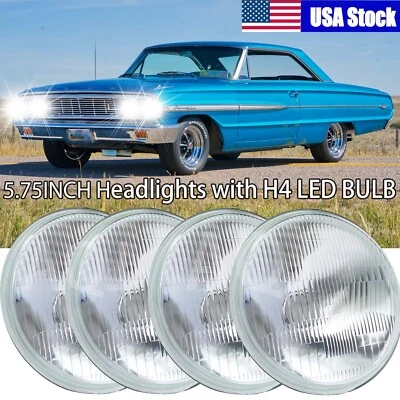 For Ford Galaxie 500 1962-1974 4pcs 5.75" 5-3/4'' Round LED Headlights WHITE - Изображение 1 из 4