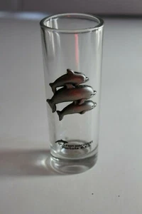 TORTUGA BVI DOLPHIN DISCOVERY SHOT GLASS WITH METAL DOLPHINS- NEW! - Picture 1 of 1