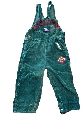 Mono de pana verde Vestbak Oshkosh B'Gosh de colección talla 24 m parches a cuadros EE. UU. Foto 1 de 4