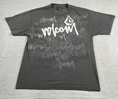 Vintage Volcom Shirt Men L Gray Y2K Stone Skate Surf Graffiti Graphic 90s Grunge - Image 1 of 4
