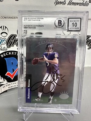 JOE FLACCO 2008 SP ROOKIE EDITION SIGNED FOOTBALL ON CARD AUTO BECKETT BGS 10 - Image 1 of 4