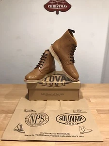 NPS Solovair Cuero Marrón 6 Ojo Crepé Grano Calado Botas ! SizeUK8! De ! Solo - Picture 1 of 12