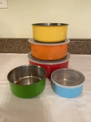Stainless Steel Colorful Mixing Bowls Set of Five Sizes 8, 12, 16, 32, 44 oz - Image 1 of 4