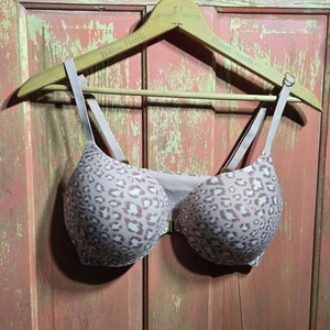 Victorias Secret Incredible Perfect Shape Pink Leopard Push Up Padded Bra 36DD - Picture 1 of 9