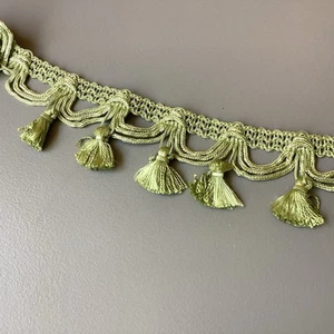 Tassel Braid Trim 3 YDS Edging Drapery Upholstery Costume Green 2” Drop - Picture 1 of 5