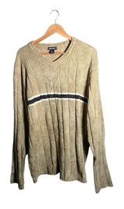 Cherokee Jumper Mens Size 2XL Beige Pullover Sweater V Neck Rib Knit New Tags - Picture 1 of 12