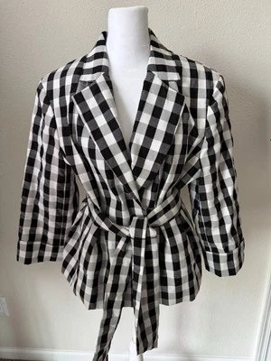 Jones Wear Studio XL черный белый Buffalo клетку чек подпоясанный куртка Blazer с подкладкой - Изображение 1 из 4