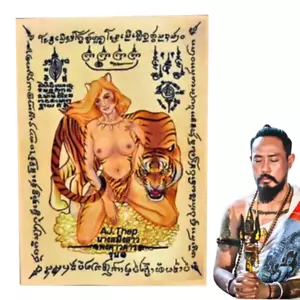 Tiger Mae Saming Amuleto Ricchezza Potente Ciondolo Magico Yant Mantra Tessuto Talismano - Foto 1 di 17
