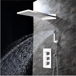 Kit pioggia doccia manuale bagno da parete cromato miscelatore rubinetti rubinetto - Foto 1 di 6