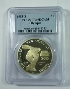 1983 S OLYMPIC PCGS PR69 DCAM 90% Silver Commemorative Dollar - Picture 1 of 2