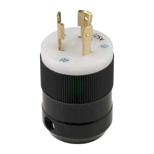 Marinco 205P, 20A 125V 2 Pole 3 Wire NEMA L5-20P Locking Plug White/Black - Picture 1 of 1