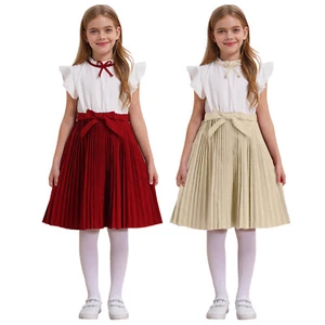 Girls Uniform Casual Dress Photography Outfits Outgoing Shirtdress Show Ruffle - Picture 1 of 35