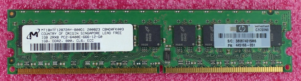 459932-001 - HP 1Gb 2Rx8 PC2-6400E-666-12 - Image 1 of 1