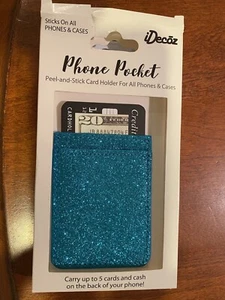 Cell phone credit card pocket, New, Holds up to 5 cards & cash, Adhesive - Photo 1 sur 4